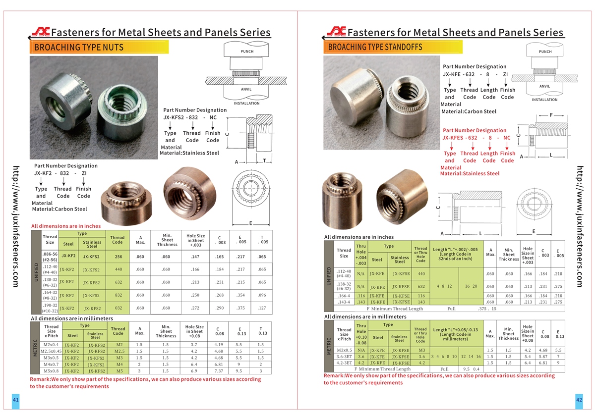 Broaching Nuts - Types JX-KF2, JX-KFS2 Broaching Nuts - Types JX-KF2, JX-KFS2