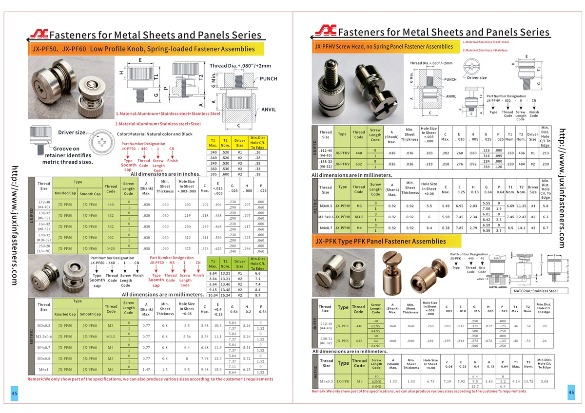 Captive Panel Screw-Screw Head, No Spring – JX-PFHV Captive Panel Screw-Screw Head, No Spring – JX-PFHV