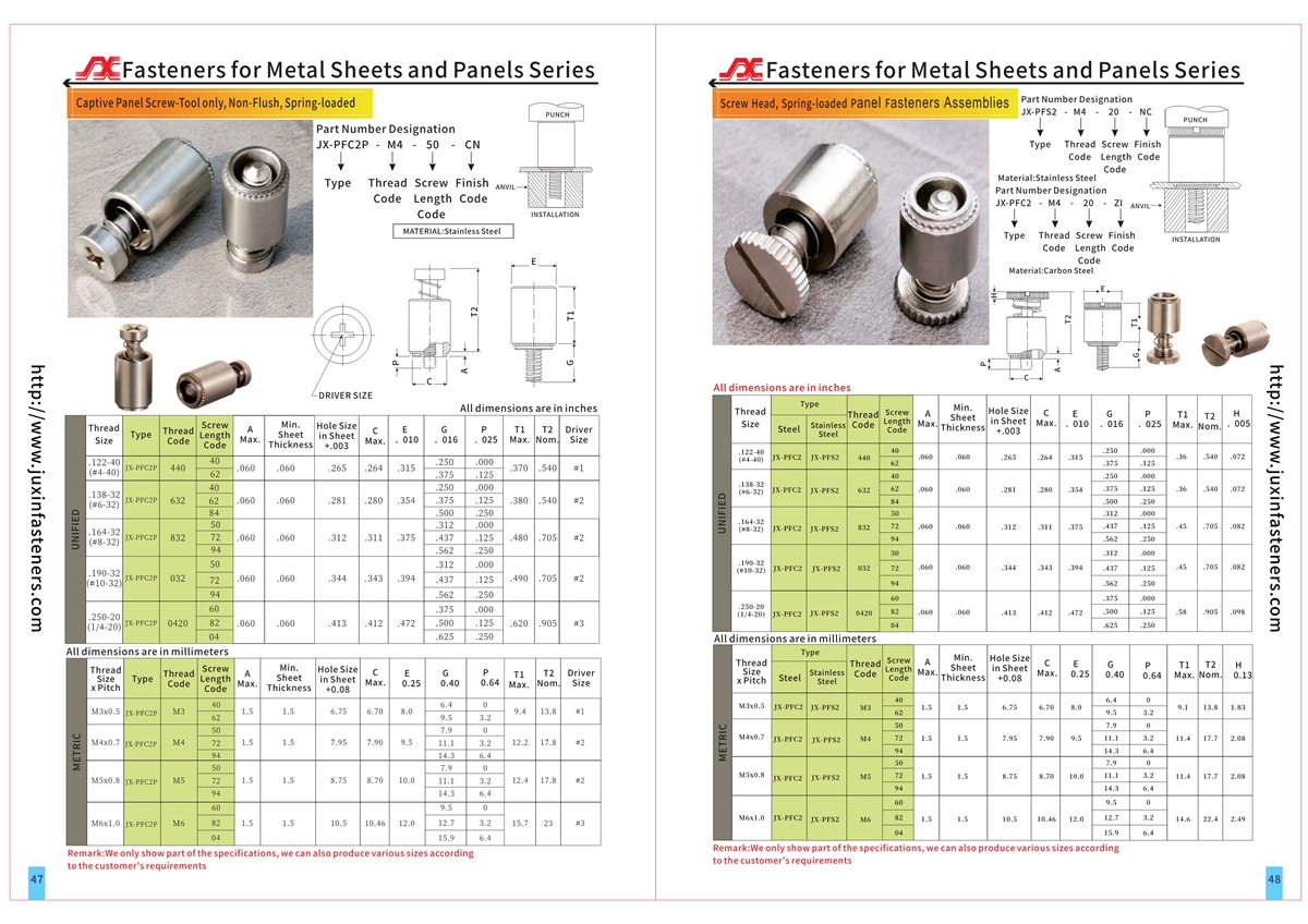 Tool only, Non Flush, Spring-loaded – Type JX-PFC2P Tool only, Non Flush, Spring-loaded – Type JX-PFC2P