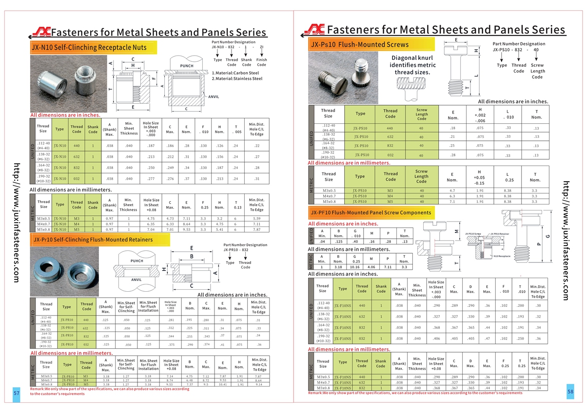 JX-PR10 Self-Clinching Flush-Mounted Retainers JX-PR10 Self-Clinching Flush-Mounted Retainers