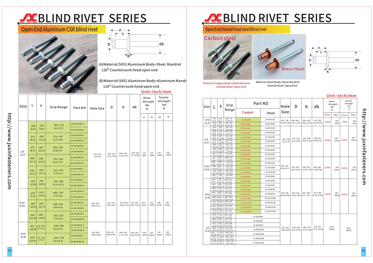 Open End Domed head Copper Blind Rivet Open End Domed head Copper Blind Rivet