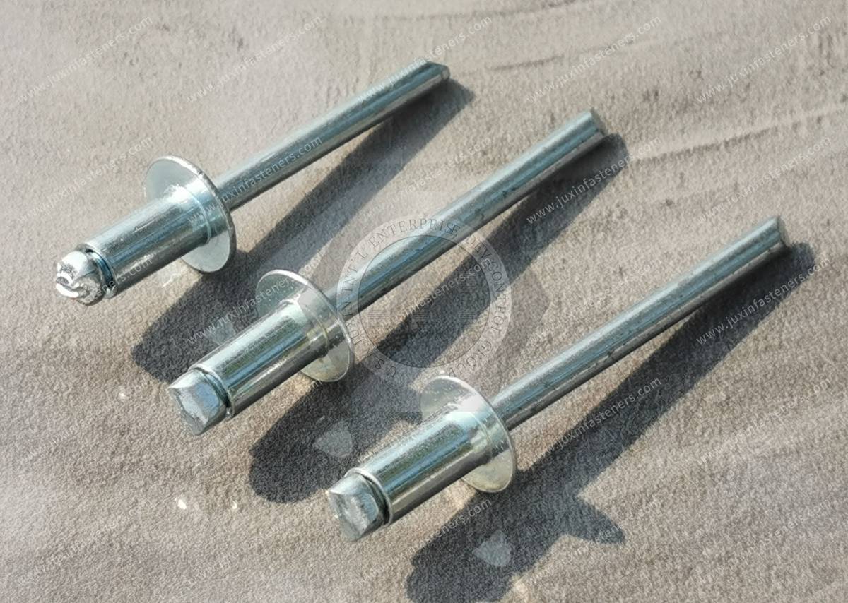 Zinc-Plated Steel Domed Head Blind Rivets Open End Zinc-Plated Steel Domed Head Blind Rivets Open End