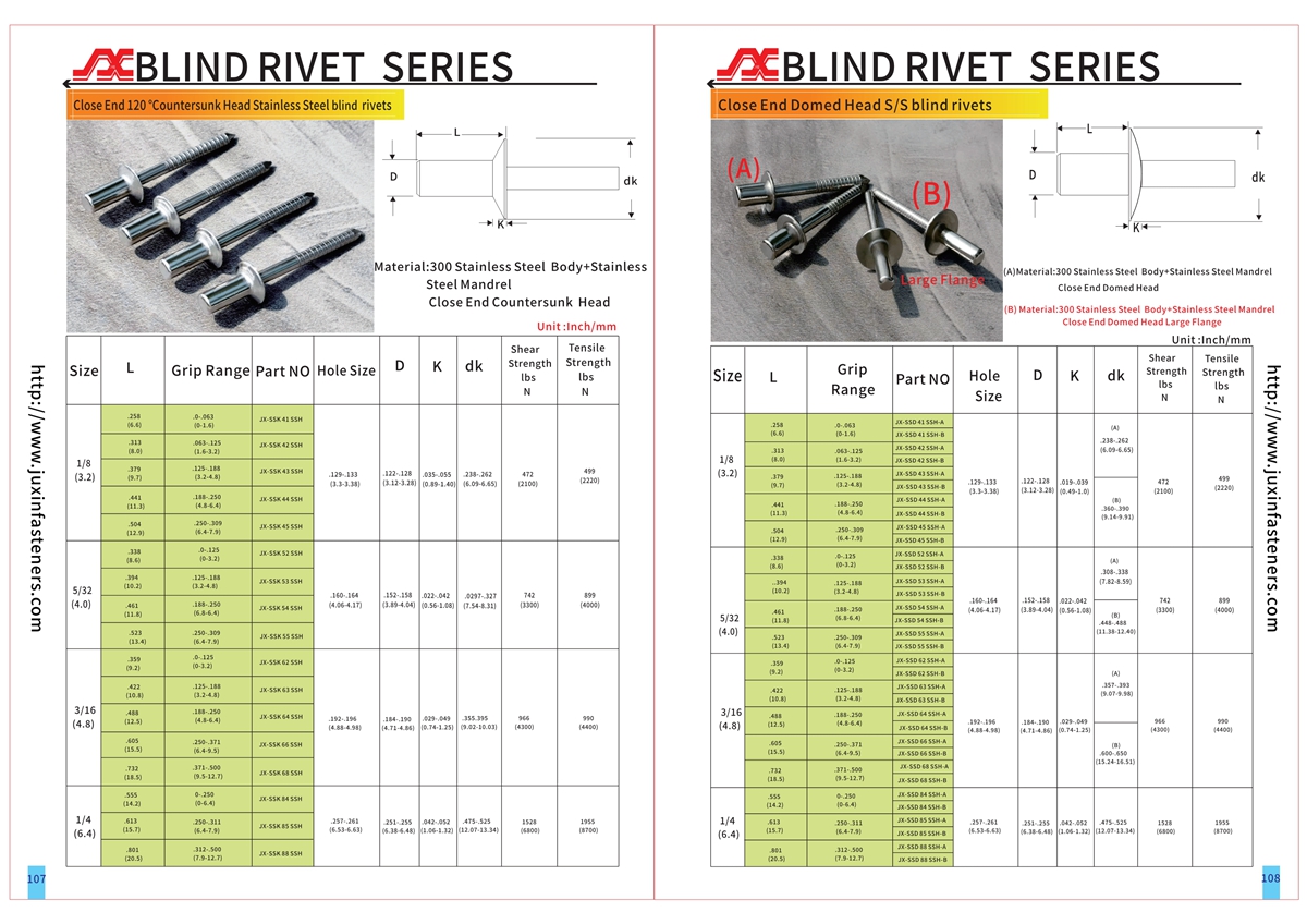 Close End Domed Head stainless steel blind rivets Close End Domed Head stainless steel blind rivets