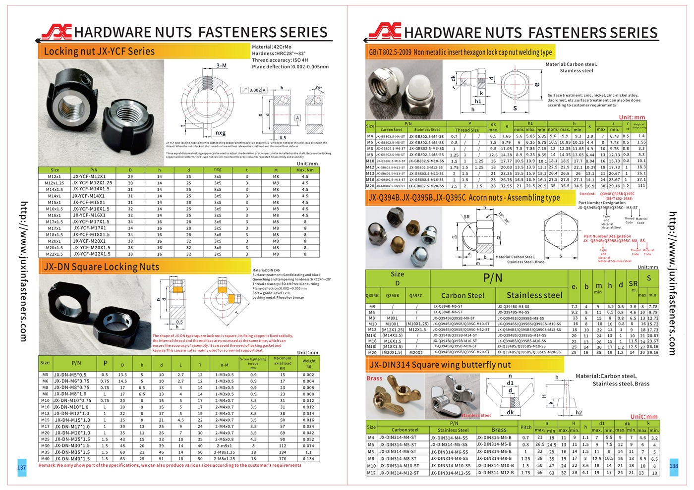 Locking nut JX-YCF Series Locking nut JX-YCF Series
