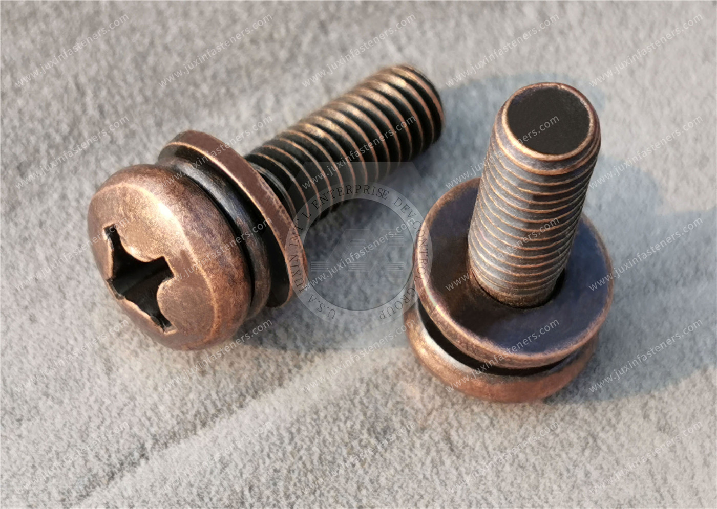 Carbon Steel Phillips pan head Screws with flat washer spring washer,Surface treatment electroplating environmental protection copper Carbon Steel Phillips pan head Screws with flat washer spring washer,Surface treatment electroplating environmental protection copper
