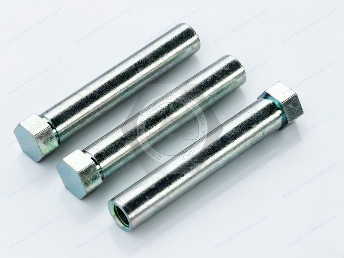 Carbon steel hexagon shaft machining parts JX-21QJG306-M4-ST, Material: Steel 1045 Machined Parts Carbon steel hexagon shaft machining parts JX-21QJG306-M4-ST, Material: Steel 1045 Machined Parts