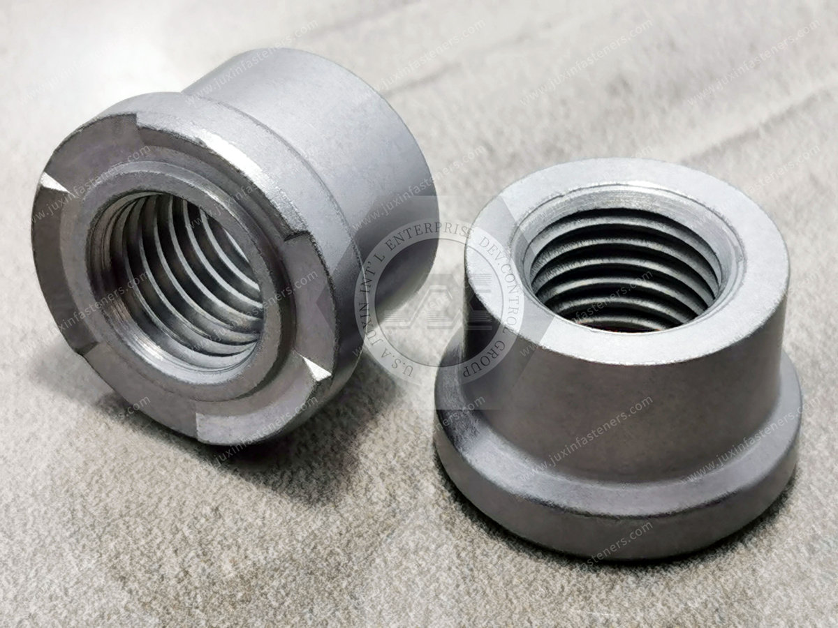 M12X1.5 Welding Nuts for automotive, Technical requirements: 1. Material DINEN10277-311SMnPb30 C; 2. Galvanized after welding, Surface treatment: natural color zinc-nickel alloy 720 hours M12X1.5 Welding Nuts for automotive, Technical requirements: 1. Material DINEN10277-311SMnPb30 C; 2. Galvanized after welding, Surface treatment: natural color zinc-nickel alloy 720 hours