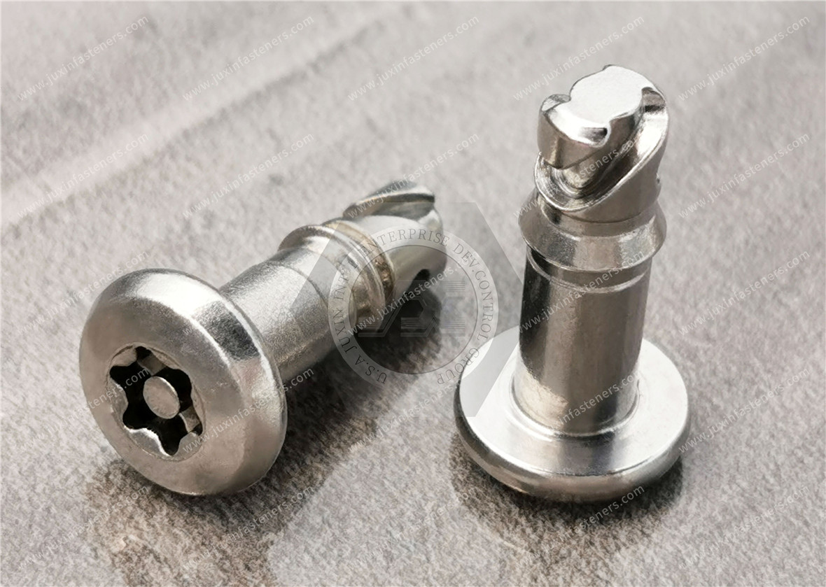 Quarter-Turn Stud, Size 6, T-type TORX pan head machine screws with Pin, Stainless Steel, Dry Film Lubricant Quarter-Turn Stud, Size 6, T-type TORX pan head machine screws with Pin, Stainless Steel, Dry Film Lubricant