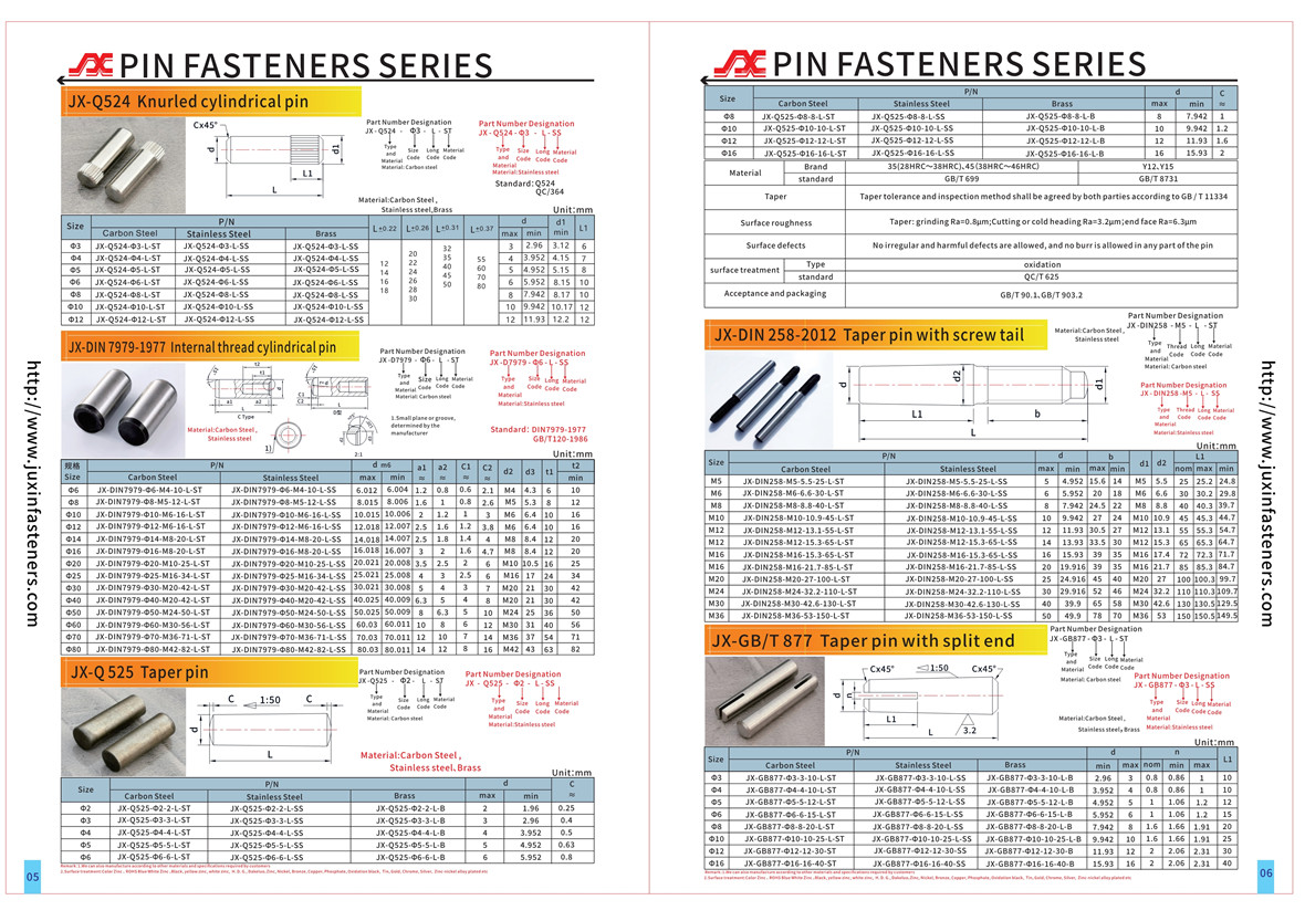 Parallel Pins With Internal Thread-Unhardened Parallel Pins With Internal Thread-Unhardened