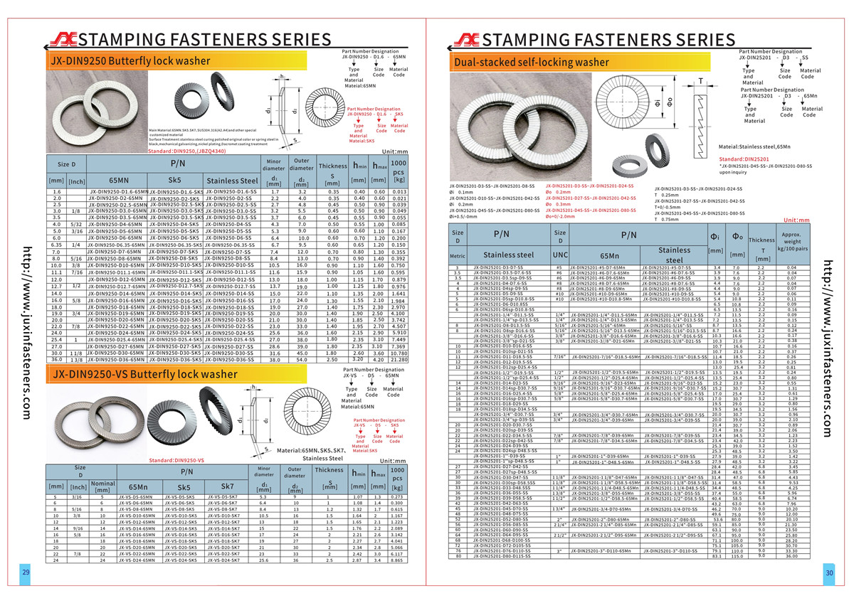 DIN9250 Lock washers with doule faced printing, steel