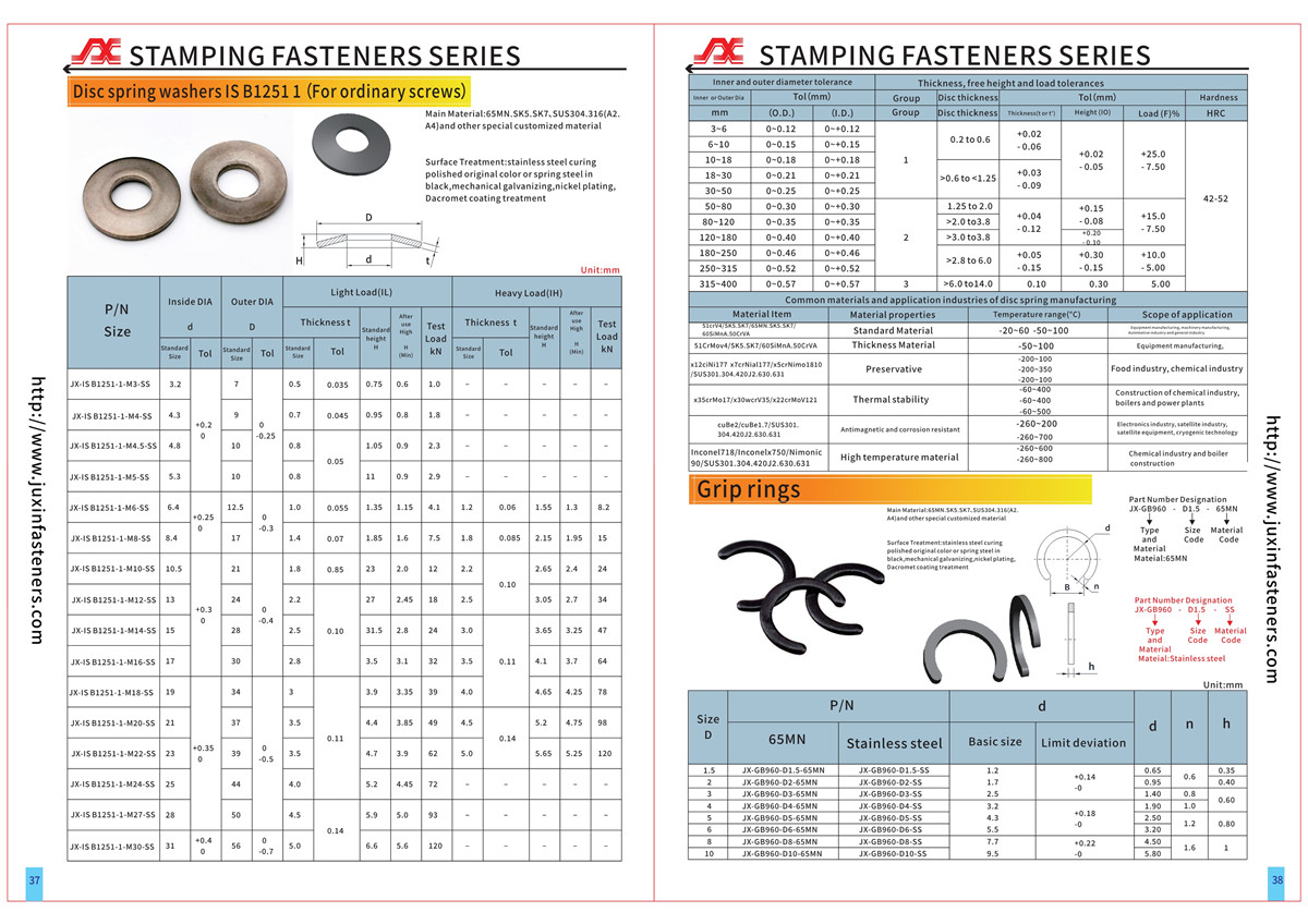 Conical Spring Washers - Class 1 - Light Load Conical Spring Washers - Class 1 - Light Load