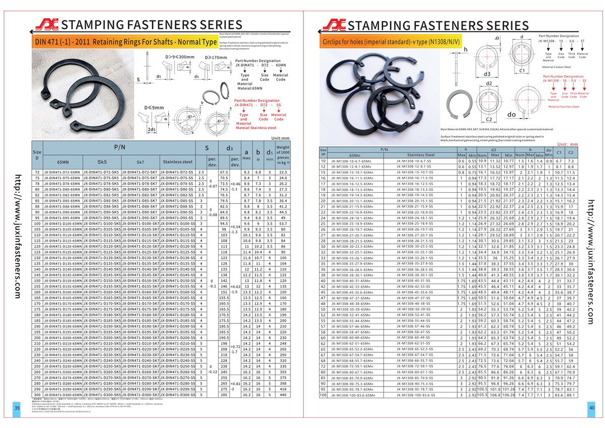 DIN471 Retaining Rings For Shafts - Normal Type DIN471 Retaining Rings For Shafts - Normal Type