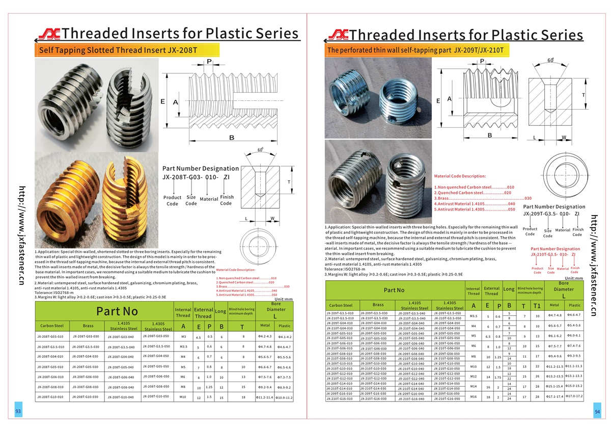 Stainless steel Tapping Inserts for Soft Metal Stainless steel Tapping Inserts for Soft Metal
