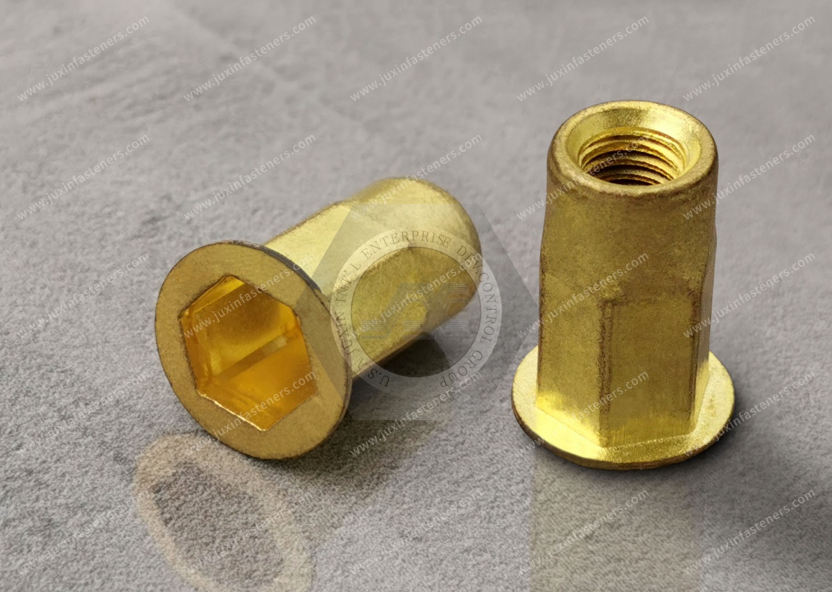 Flat Head Open end Half hexagon inside and outside body blind rivet nuts --Open end Flat Head Open end Half hexagon inside and outside body blind rivet nuts --Open end