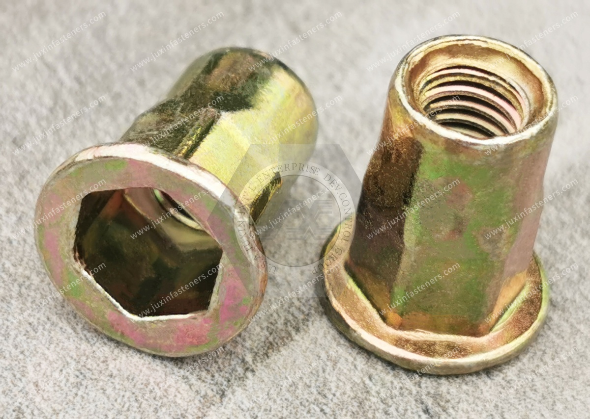 Inch Flat Head Open end Half hexagon inside and outside body blind rivet nuts --Open end Inch Flat Head Open end Half hexagon inside and outside body blind rivet nuts --Open end