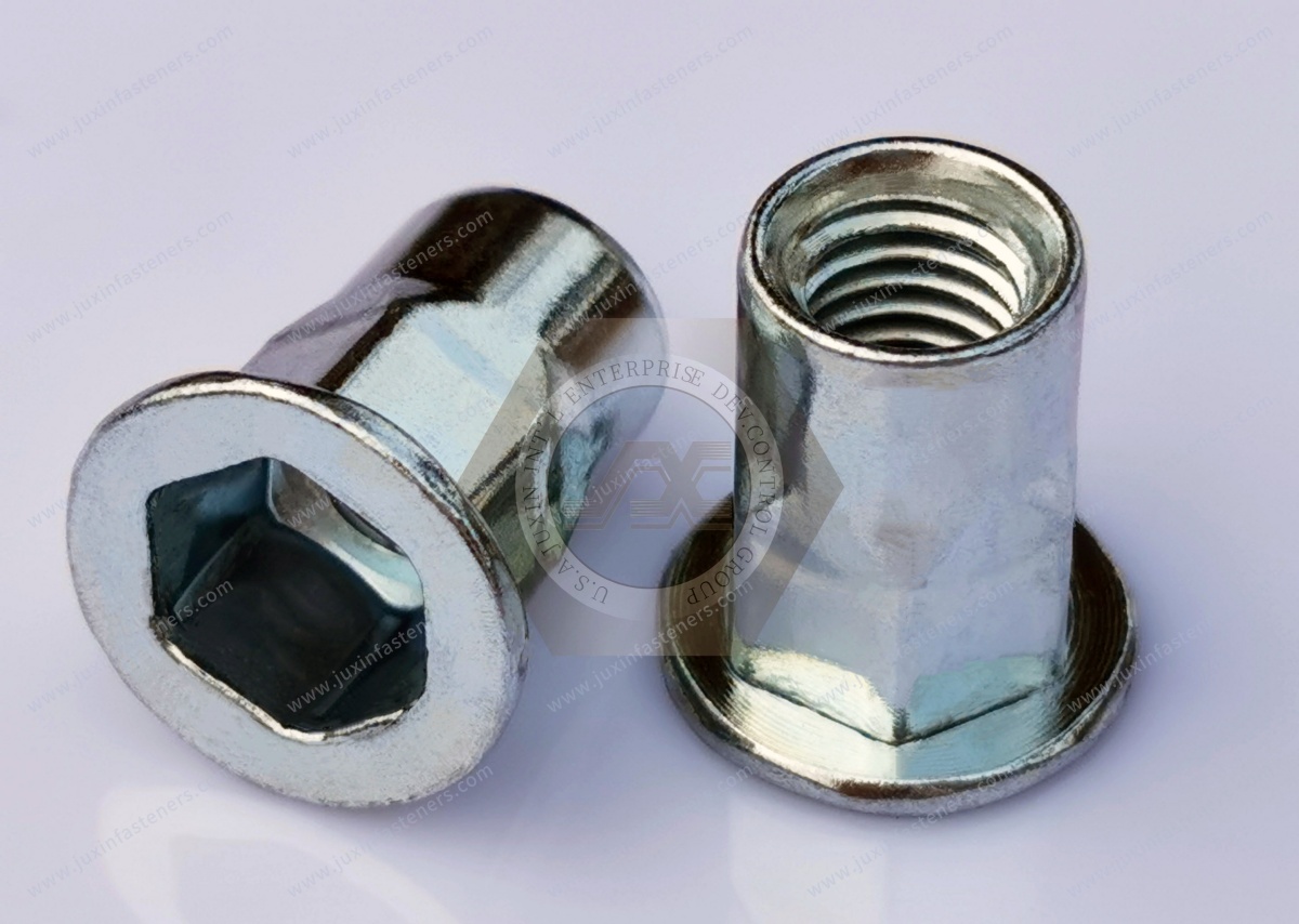 Inch Flat Head Open end Half hexagon inside and outside body blind rivet nuts --Open end Inch Flat Head Open end Half hexagon inside and outside body blind rivet nuts --Open end