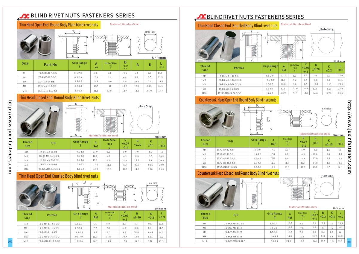 Countersunk Head Closed Round Body Plain Blind Rivet Nuts—Closed End Countersunk Head Closed Round Body Plain Blind Rivet Nuts—Closed End
