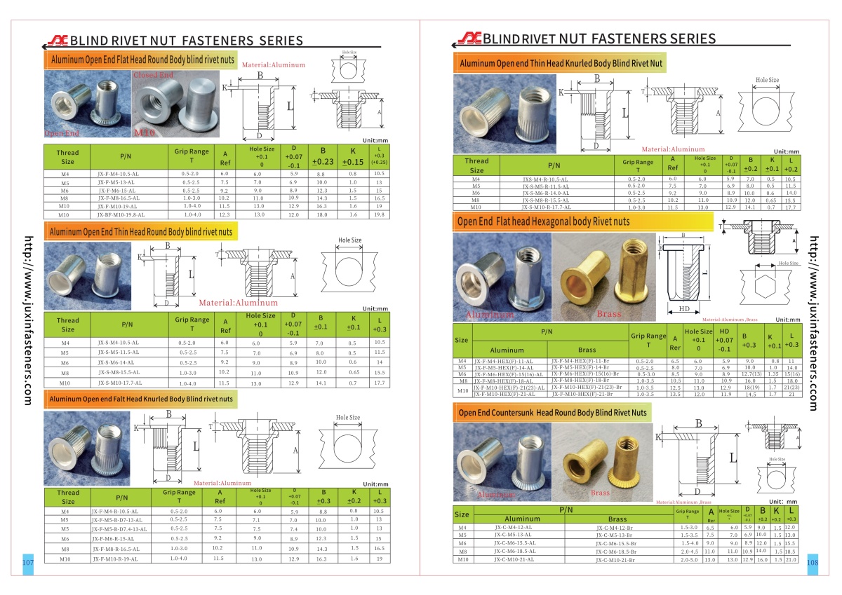 Flat Head Open Full Hexagonal Body Blind Rivet Nuts—Open End Flat Head Open Full Hexagonal Body Blind Rivet Nuts—Open End