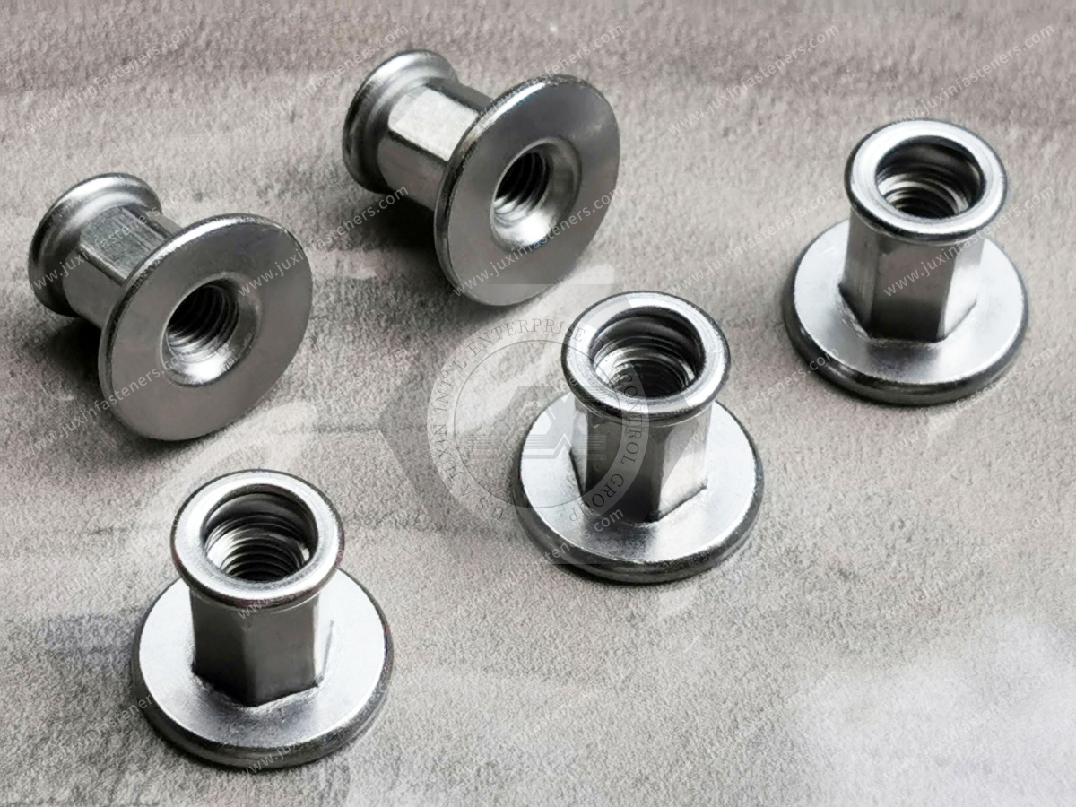 With double flange rivet nuts With double flange rivet nuts