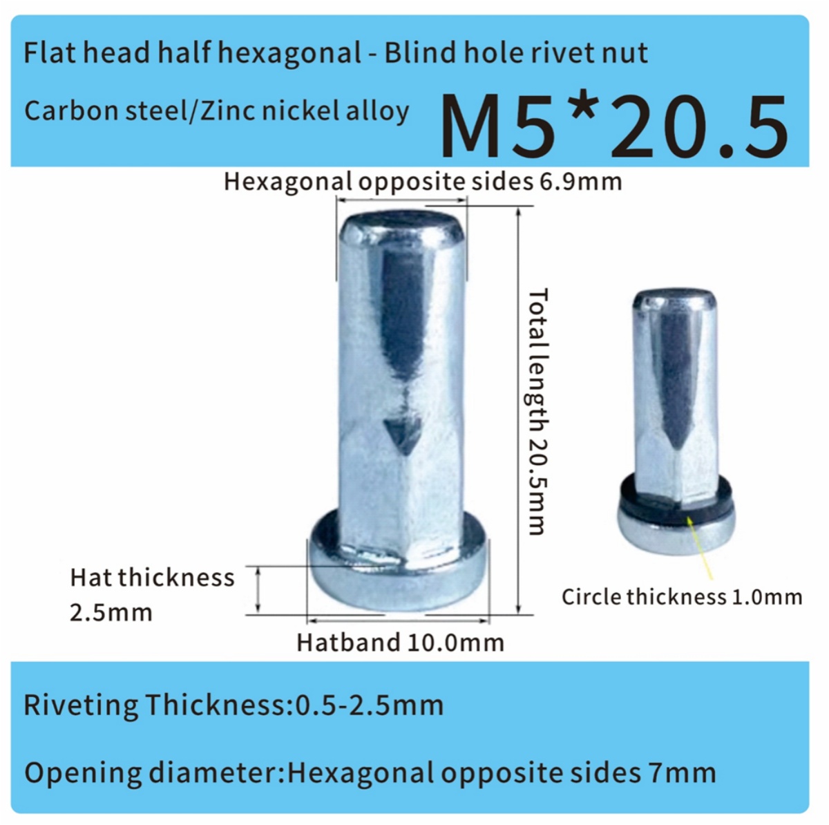 closed end sealing steel zinc M5 rivet nut for automotive closed end sealing steel zinc M5 rivet nut for automotive