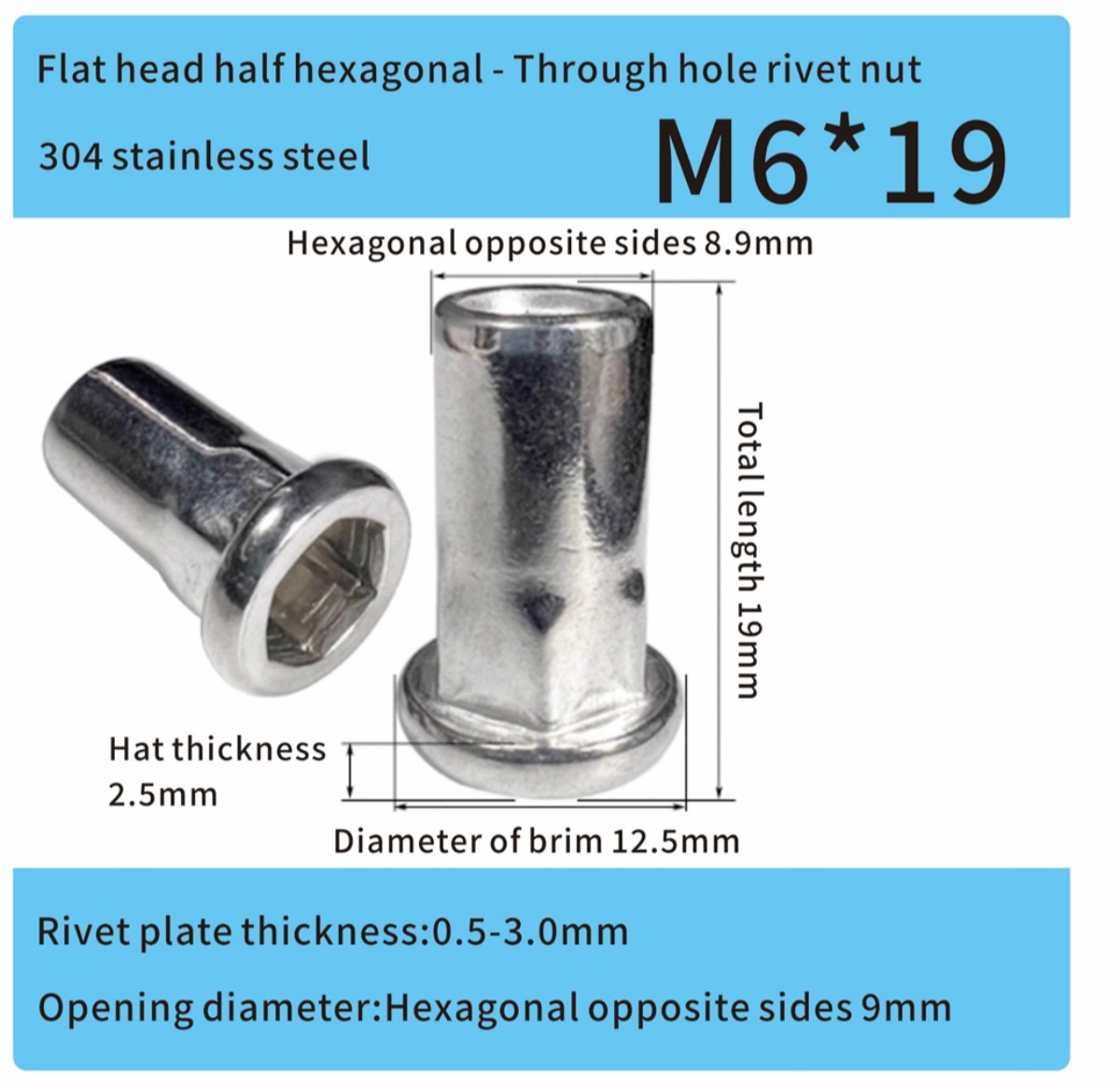 part hexagonal stainless m6 rivet nut for automotive part hexagonal stainless m6 rivet nut for automotive