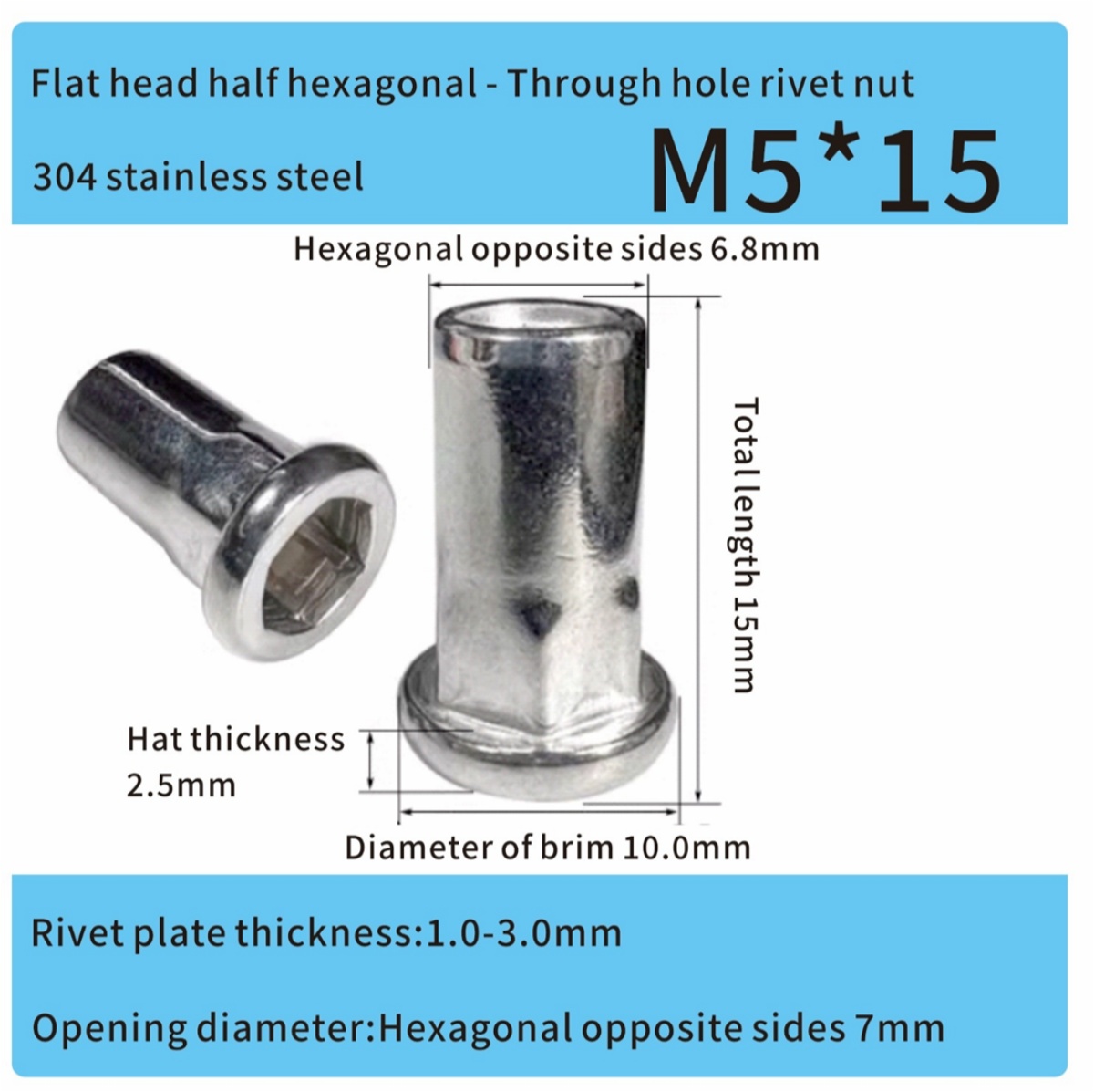 M5 stainless steel part hexagonal rivet nut automotive M5 stainless steel part hexagonal rivet nut automotive