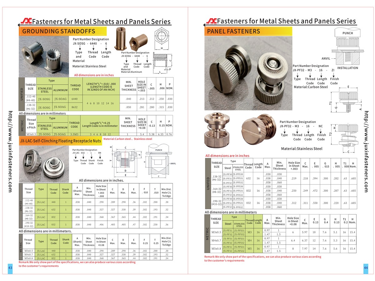 Knurled Head Low Profile Knob, Spring-loaded – Types JX-PF50, JX-PF60 Knurled Head Low Profile Knob, Spring-loaded – Types JX-PF50, JX-PF60