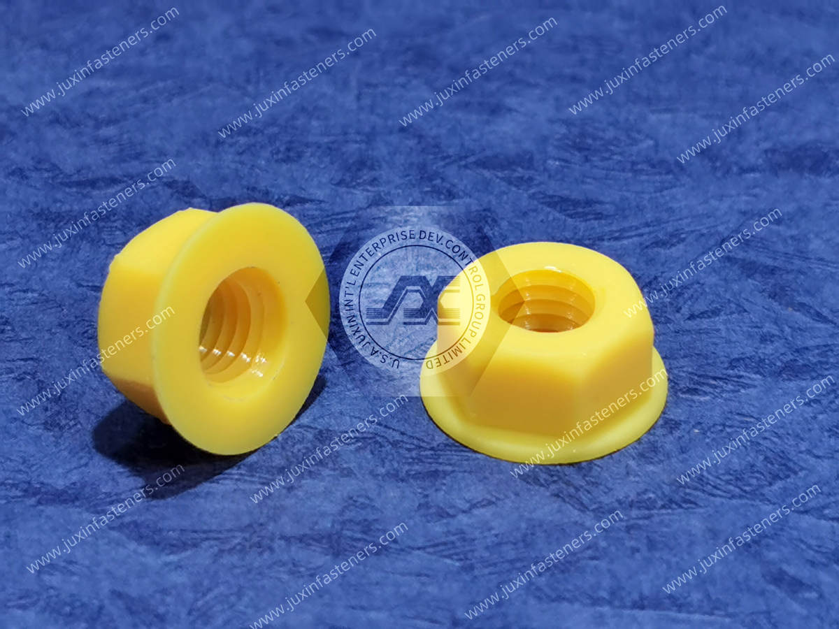 Metric Yellow Nylon 66 Hexagon Flange Nuts Metric Yellow Nylon 66 Hexagon Flange Nuts