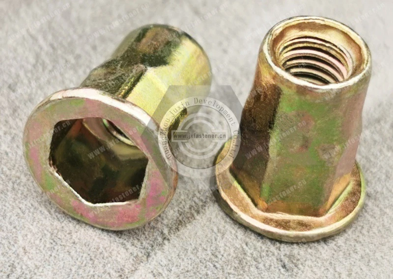 Inch Flat Head Open end Half hexagon inside and outside body  blind rivet nuts --Open end