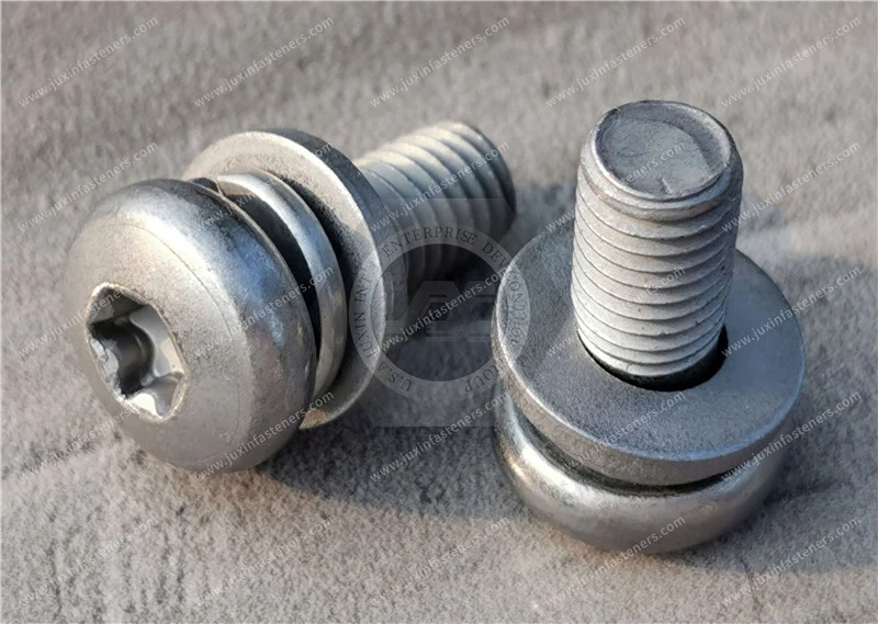 Metric Carbon Steel Pan Head Torx Screws with flat washer& spring washer,Surface treatment electroplating environmental protection zinc-nickel alloy, 720 hours neutral salt spray test without red rust