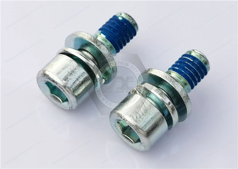 Steel Socket Head Screws with flat washer spring washer thread-locking，Surface treatment electroplating environmental protection color zinc