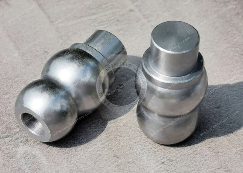 JX-21QJG312-D15.5-21.6-ST, #45 steel double ball head pin for automobile, surface treatment natural color zinc-nickel alloy 720 hours