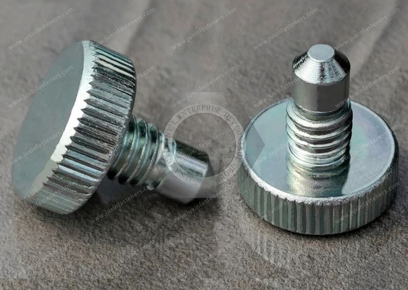 JX-21JG85-5/16-18-H19-ST, Metric Steel Low-Profile Knurled-Head Thumb Screws