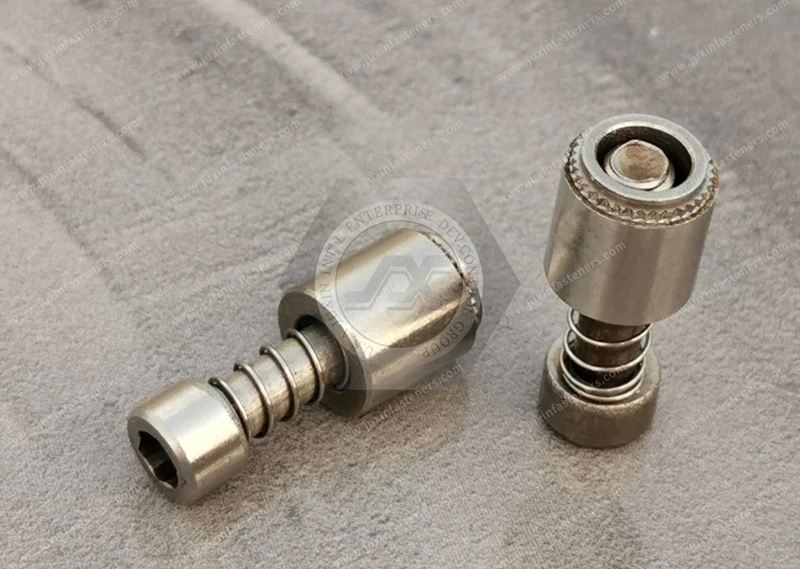 JX-21QJG211-M5-16-SS, Stainless steel Rounded Head Quarter-Turn Captive Panel Screws with Back Press-Fit Nut