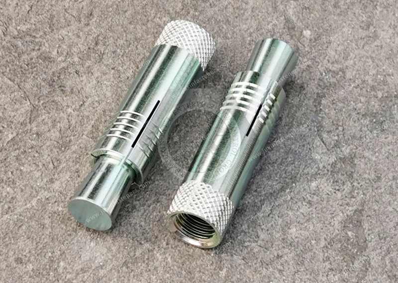 Steel Stud Anchors for Concrete, JX-21JG444-M20-80-ST, CNC carbon steel mechanical precision parts ATM cabinet expansion bolts, financial equipment production, and manufacturing application solutions, surface treatment electroplating environmental protect