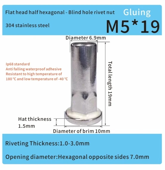 stainless steel sealing M5 rivet nuts for automotive